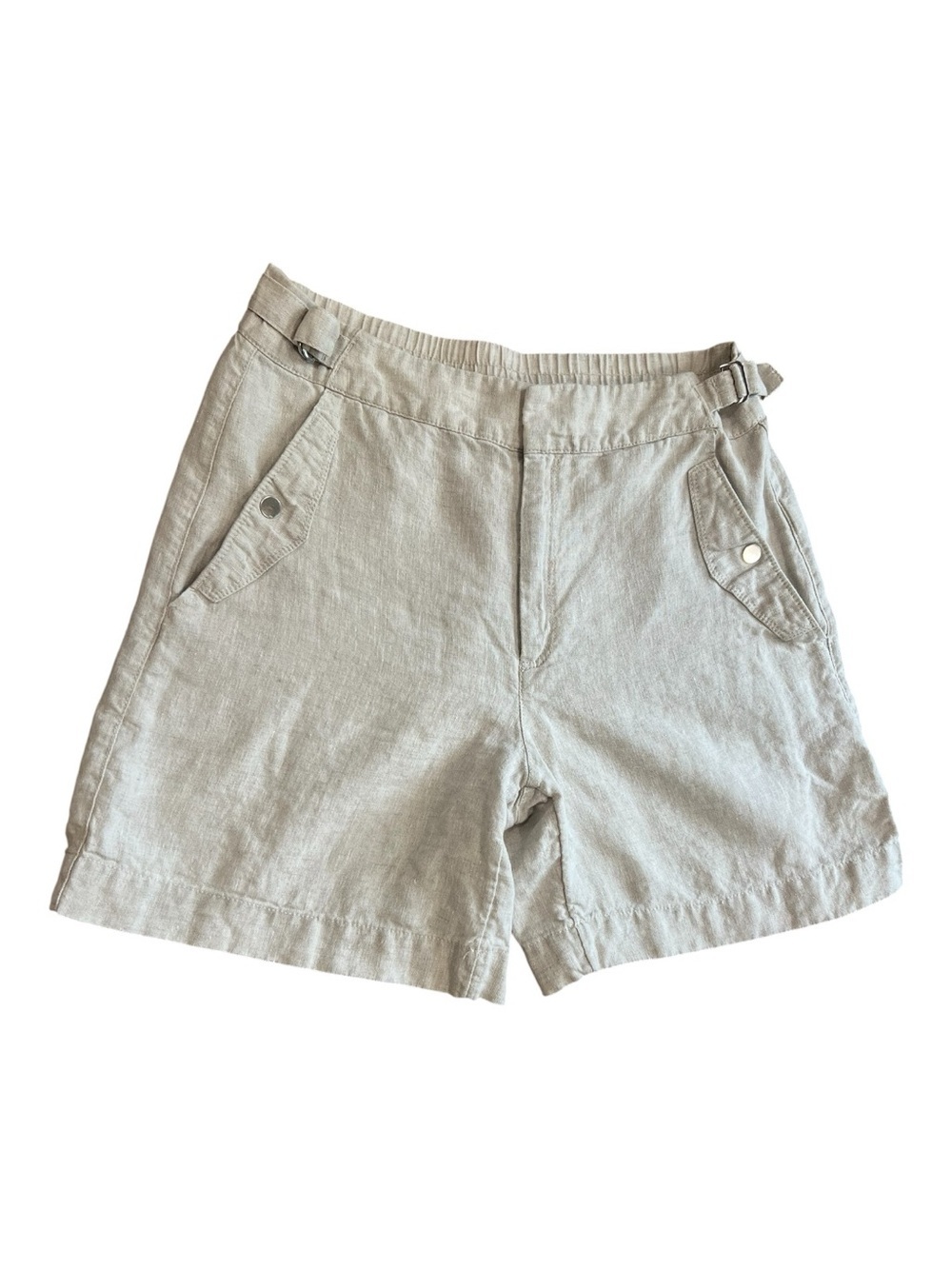 ATHLETA Bermuda Beige 100% Linen Shorts Size 12 Women NWOT